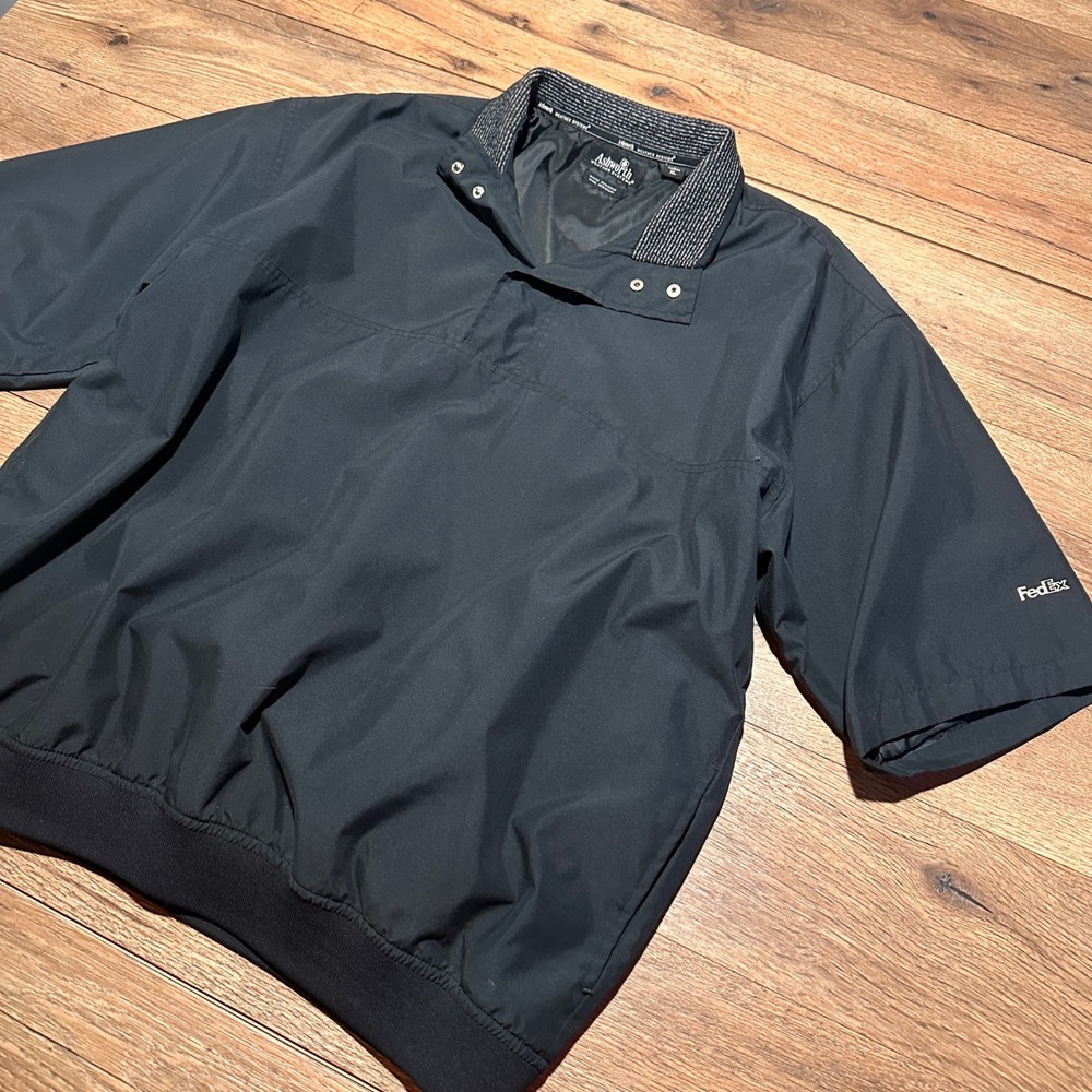 Vintage Ashworth Black Windbreaker Pullover Mens XL Short Sleeve FedEx Golf